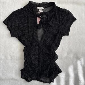 vintage y2k fitted Charlotte Russe corset sheer flowy blouse